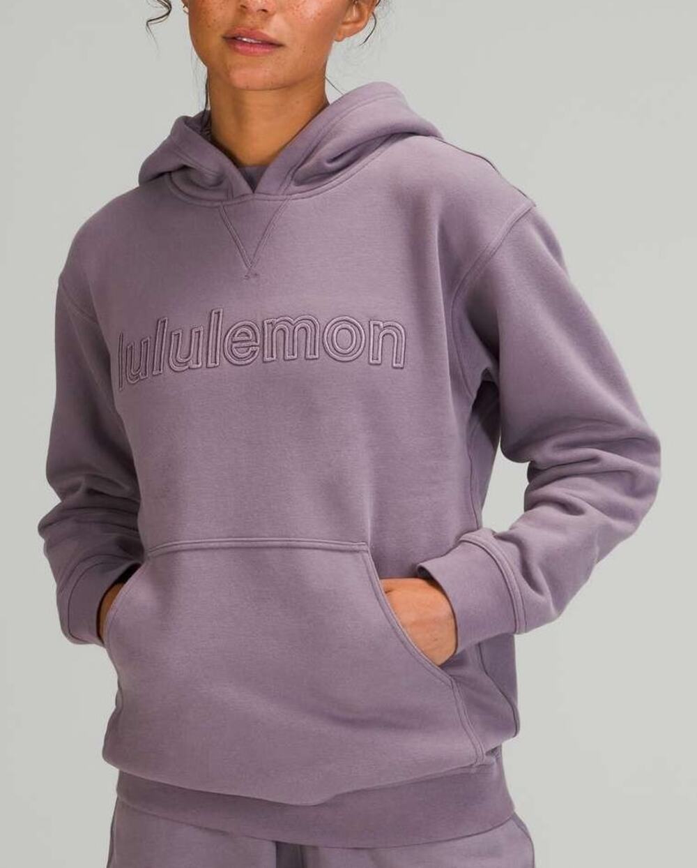 Lululemon All Yours Embroidered Wordmark Hoodie Size 8 Purple Athleisure Lounge